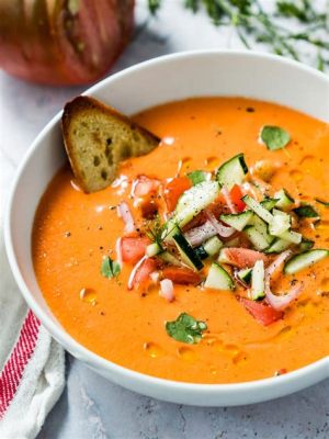 Gazpacho, A Chilled Symphony of Summer Vegetables Meets Tangy Tomato Delight!